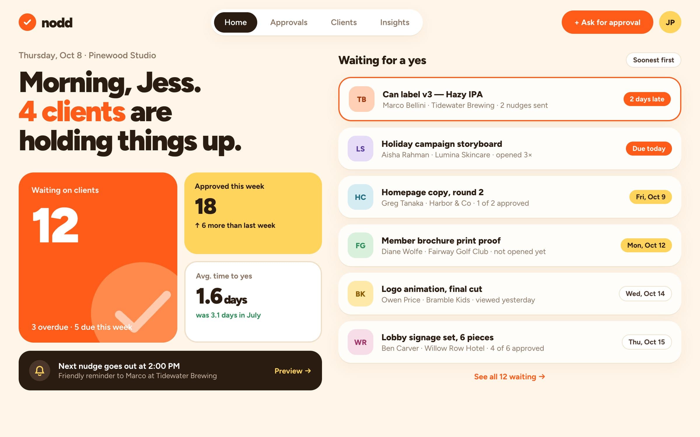 Client Approval Tracker: Dashboard