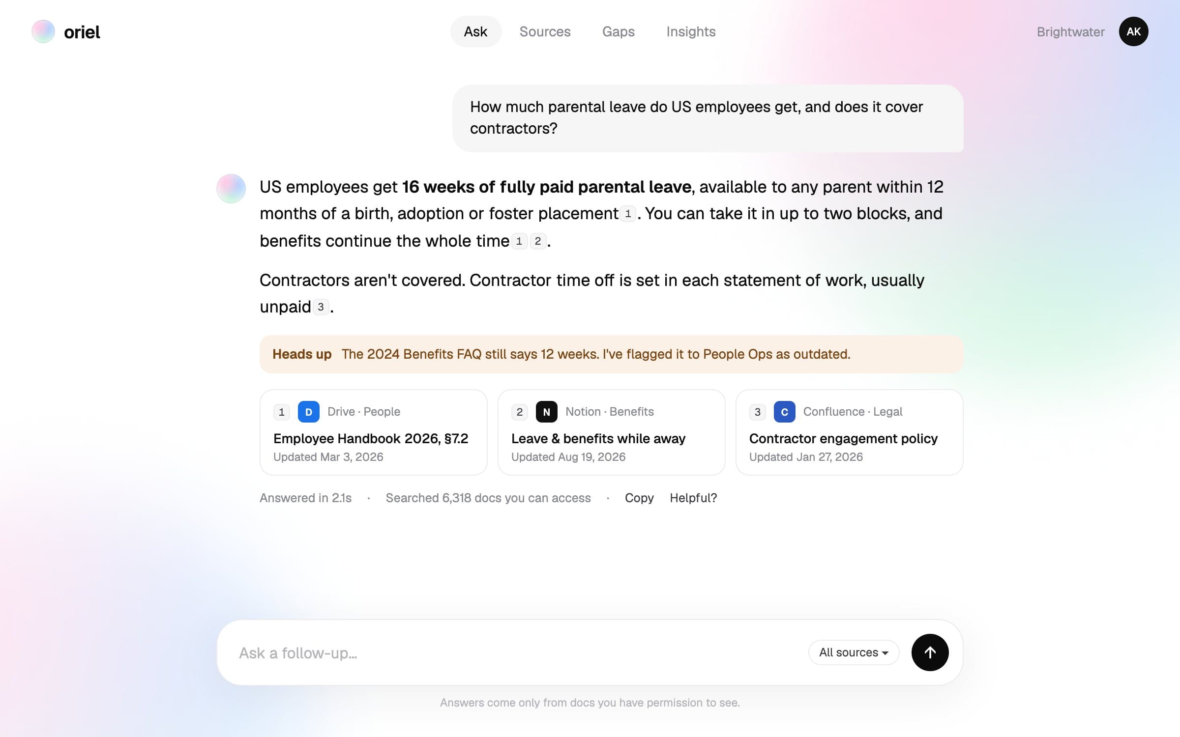 Internal Knowledge Answer Bot: Dashboard