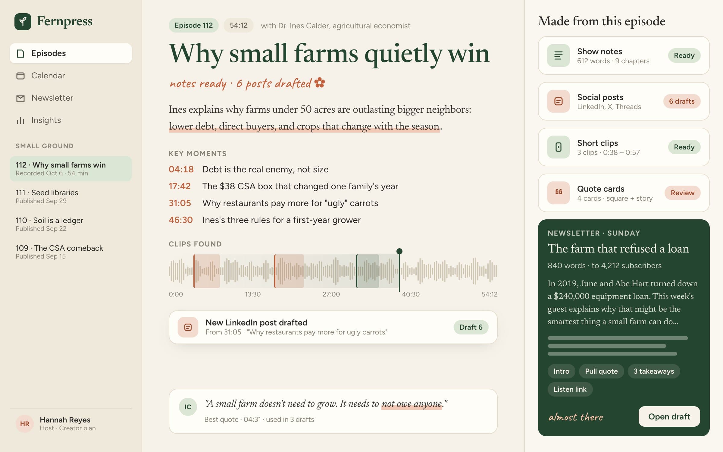 Podcast-to-Content App: Dashboard