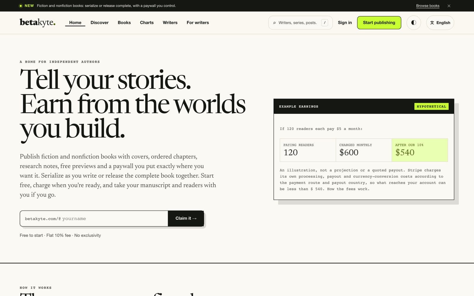 Betakyte homepage on desktop